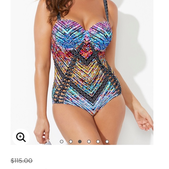 MACRAME UNDERWIRE ONE PIECE SWIMSUIT. Size 16 - Picture 2 of 9